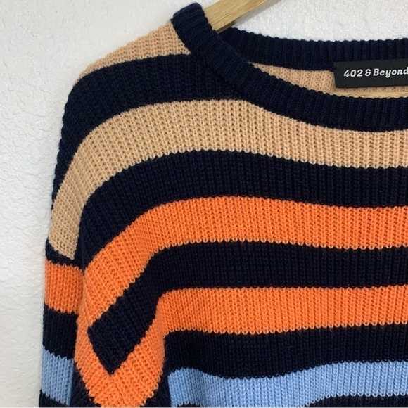 402 And Beyond Wool Acrylic Striped Knit Sweater Size M - Picture 5 of 6